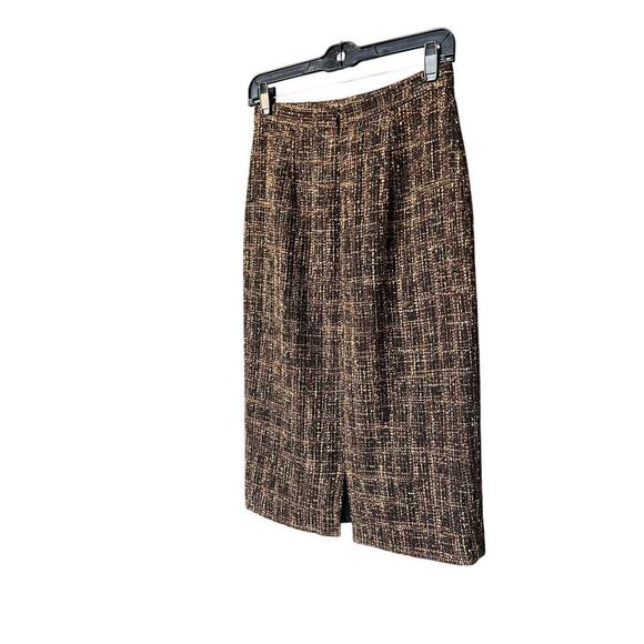 Badgley Mischka Brown Tweed Midi Pencil Skirt - Picture 2 of 4